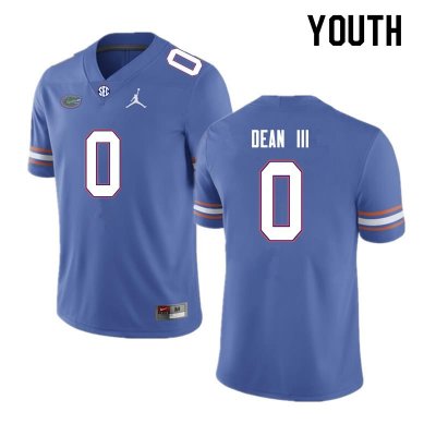 Youth Florida Gators #0 Trey Dean III NCAA Nike Royal Authentic Stitched College Football Jersey NHA4862IX